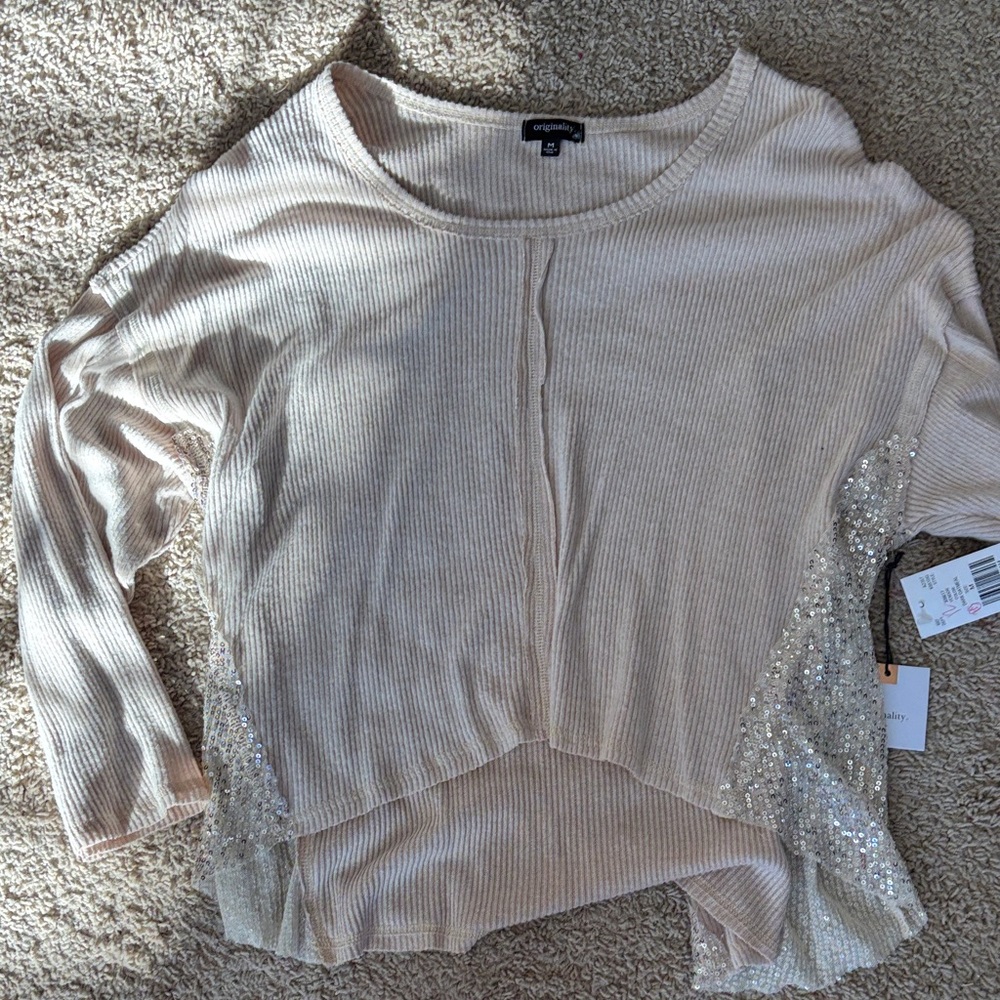 Chic Cream Sweater with Sequin Accents